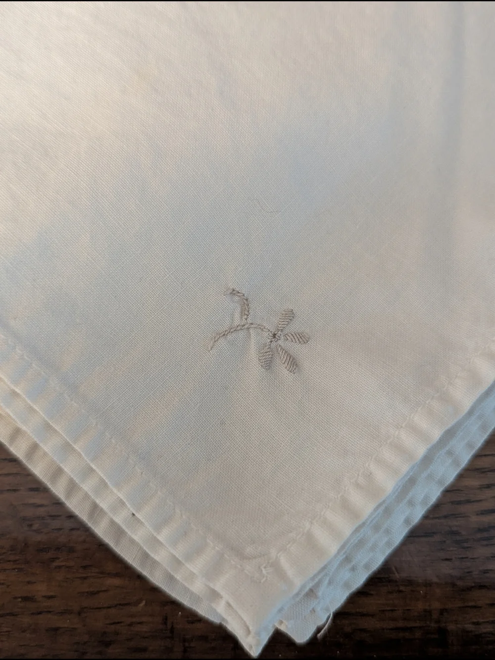 Cream Linen Tea Napkins Set of 8 Hand Embroidered Floral Satin Stitch 1950's